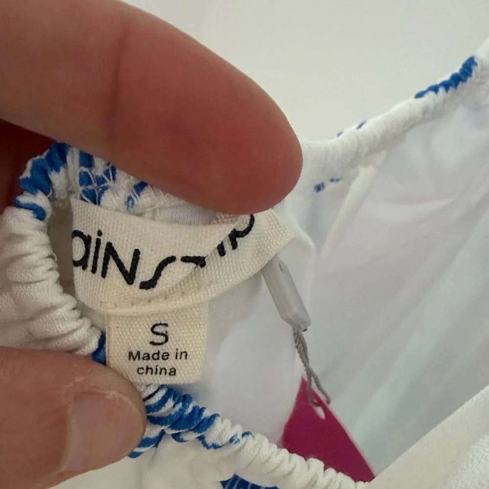 White Maxi Dress with Blue Nautical Print - Picture 4 of 5